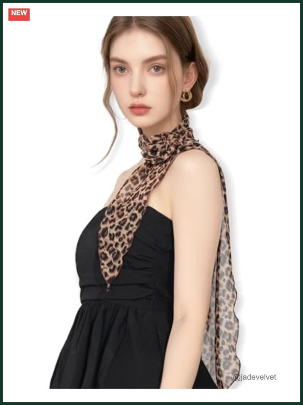 Women's Chiffon Scarf with Removable Floral Brooch, Lightweight Hair Scarf